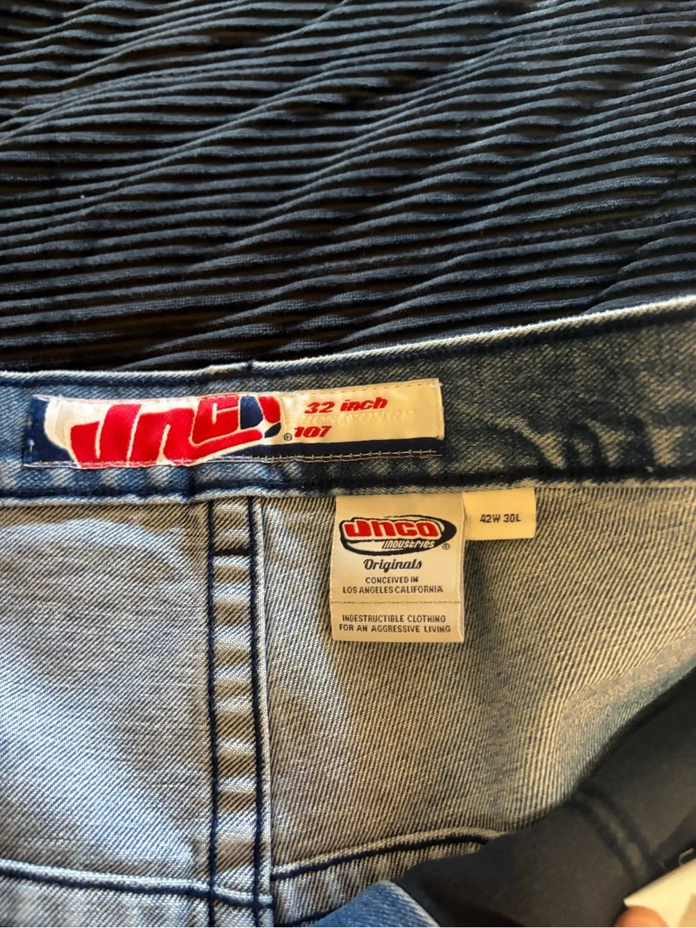 JNCO Light Blue Straight Leg Jeans with Patch Pocket Logo